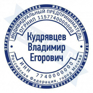Макет стандартной печати для ИП №30